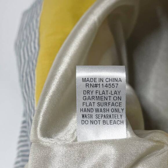 New THML XSmall XS Blue Yellow Striped Sleeveless Shift Dress Split VNeck Cotton - Picture 8 of 9